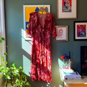 Free People paisley long sleeve maxi dress